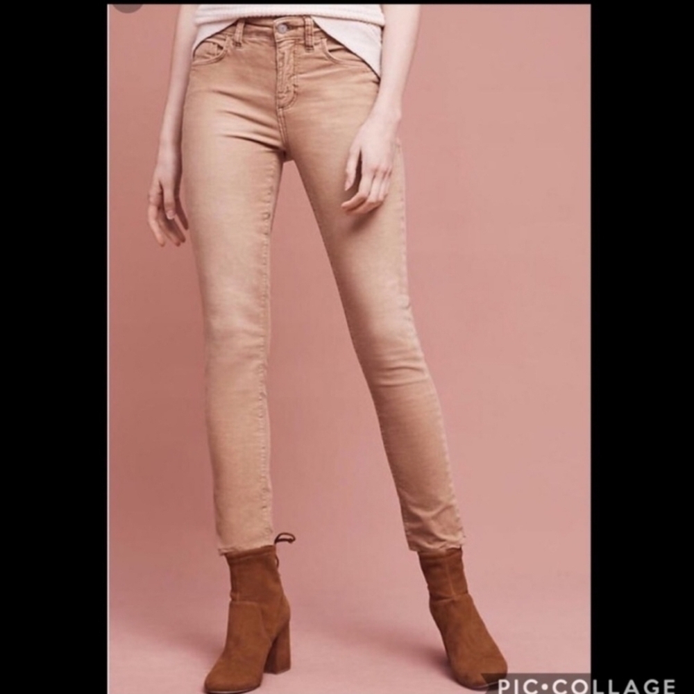 Anthro Pilcro and the Letterpress Corduroy Straight Skinnny Pants size 29 Tan